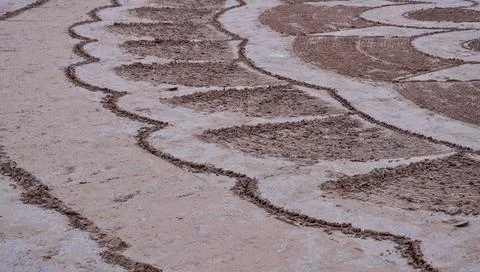 Lines and patterns drawn in the sand Stock Photos