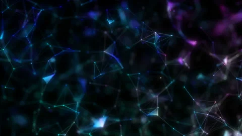 Lines and points matrix with colored lights. Abstract motion backgrounds for Stock Footage 114059833