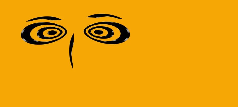 Lines and simple shapes making a half incomplete face isolated on a yellowish Stock Illustration