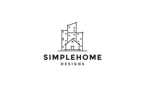 Lines architect framework home with real estate logo vector icon illustrati.. Stock Illustration