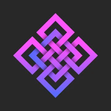 Lines art pattern logo rhombus 3d geometric shape, linear ornament square s.. Stock Illustration