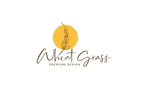 Lines art wheat grass logo vector symbol icon design graphic illustration Stock Illustration