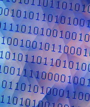 Lines of binary computerﾠnumbers against abstract, graphic background Stock Photos