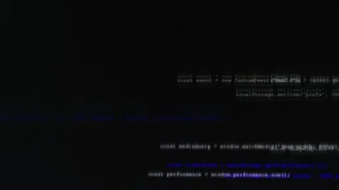 Lines of blurred abstract code flashing quickly on a monitor screen, concept of  Stock Footage 317211754