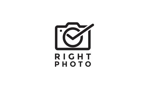 Lines camera with check mark logo vector symbol icon illustration design Stock Illustration