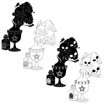 Lines of chalice with horror smoke Stock Illustration