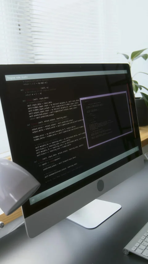 Lines of Code Appearing on Monitor Stock Footage 313495028