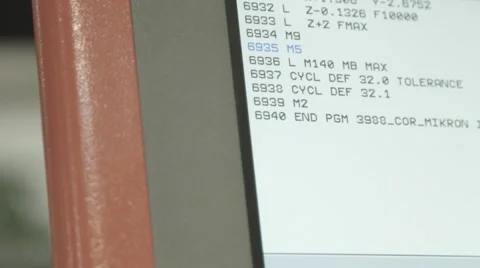 Lines of Code Run on a CNC Machine LCD Monitor Stock Footage 62926919