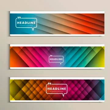 Lines on a colored background. Set vector banners Stock Illustration
