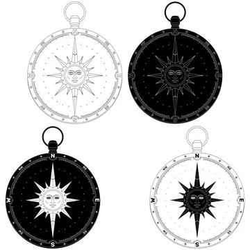 Lines of compass with sun of may Stock Illustration