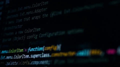 Lines of computer code running on screen Stock Footage 137591451
