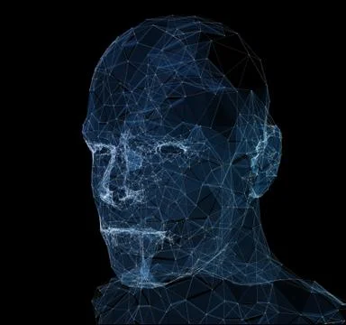 Lines connected to thinkers, symbolizing the meaning of artificial intelligence Stock Illustration