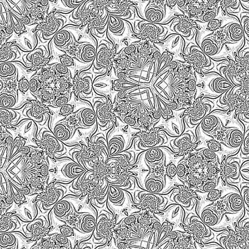 Lines continuous floral pattern, single color background. Stock Illustration