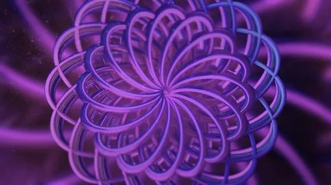 Lines create hypnotic floral pattern. Motion. Beautiful bright pattern with 3D Illustrazione stock