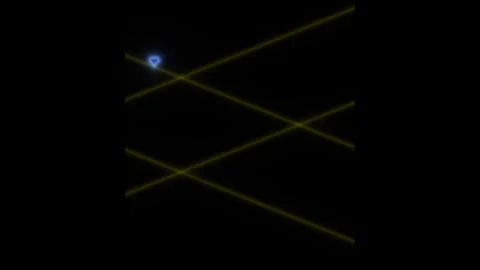Lines cross in dark space with glowing point marking a Stock Footage 338288336