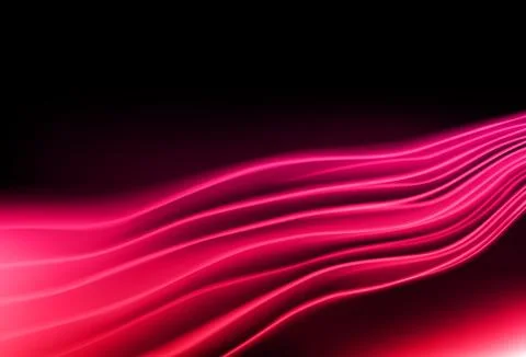 Lines curve glowing light rays neon red and pink technology abstract background Stock Illustration