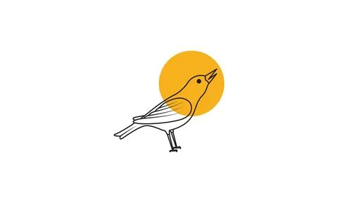 Lines cute bird sing logo symbol vector icon illustration graphic design Stock Illustration