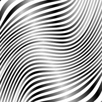 Lines with deformation effect. Abstract uncolored, monochrome illustration. Stock Illustration
