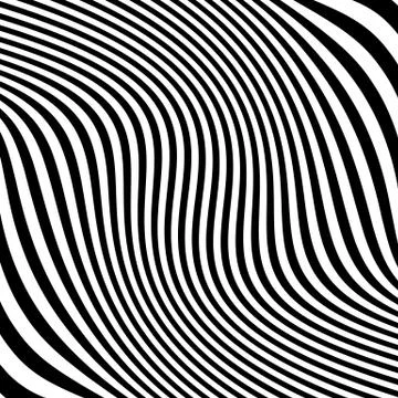 Lines with deformation effect. Abstract uncolored, monochrome illustration. Stock Illustration