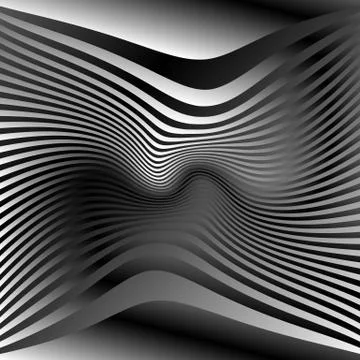 Lines with deformation effect. Abstract uncolored, monochrome illustration. 스톡 일러스트