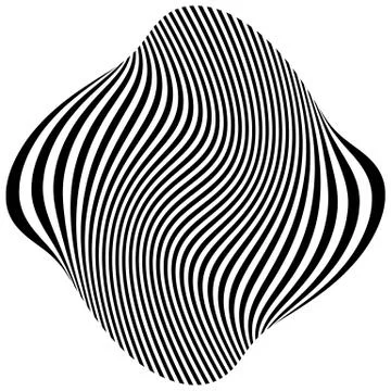 Lines with deformation effect. Abstract uncolored, monochrome illustration. 스톡 일러스트