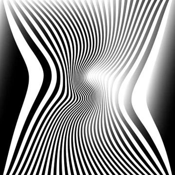 Lines with deformation effect. Abstract uncolored, monochrome illustration. 스톡 일러스트