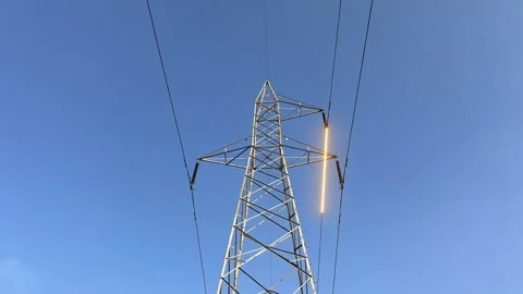 Lines for the distribution and transfer of power Stock Footage 258412309