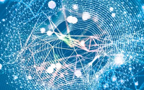 Lines with dots connected background. Stock Illustration