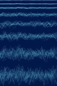 Lines drawing of sound wave with different amplitude. Soundwave in simple linear Stock Illustration