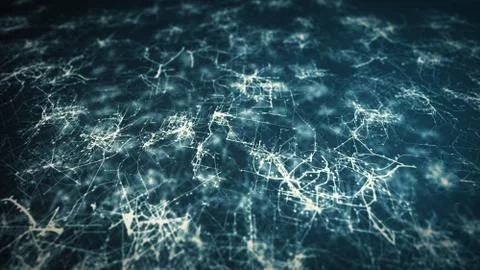 Lines drawn by bright spots eventually create an abstract image of a circuit  Stock Photos