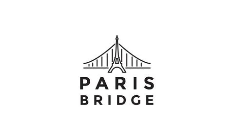 Lines eiffel with bridge lines logo vector icon illustration design Illustrazione stock