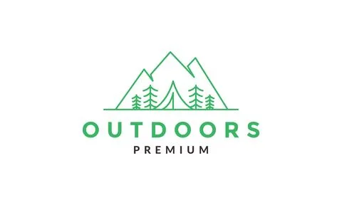 Lines forest with camp tent logo symbol vector icon illustration graphic desi Stock Illustration