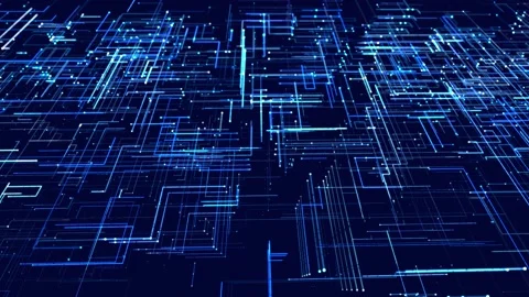 Lines form hologram information blocks, ai construction light grid, info concept Video stock 217823518