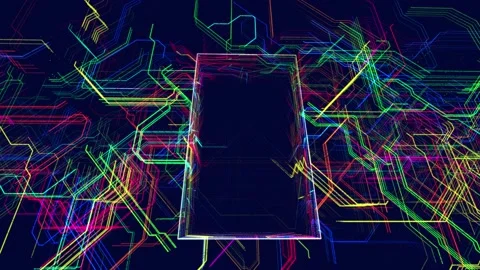 Lines form hologram information blocks, ai construction light grid with copy Stock Footage 217828477