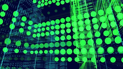 Lines form hologram information blocks. Vj loop abstract sci-fi bg glow Stock Footage 221031544