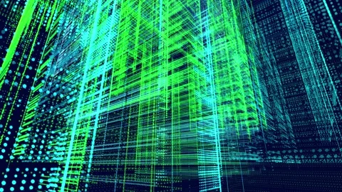 Lines form hologram information blocks. Vj loop abstract sci-fi bg glow Stock Footage 221946550