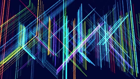 Lines form hologram information blocks, ai construction light grid, info concept Stock Footage 223236364