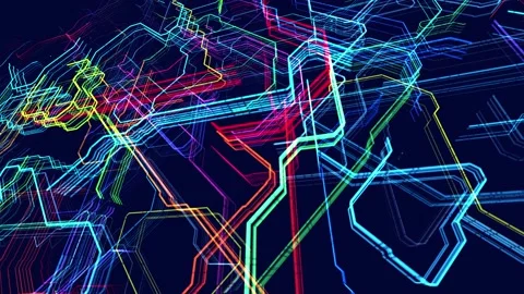 Lines form hologram information blocks, ai construction light grid, info concept Stock Footage 224562402