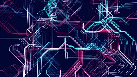 Lines form hologram information blocks, ai construction light grid, info concept Stock Footage 228651624