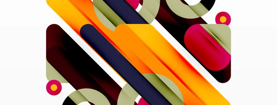 Lines geometric background. Stripes and rings composition business template for Stock Illustration