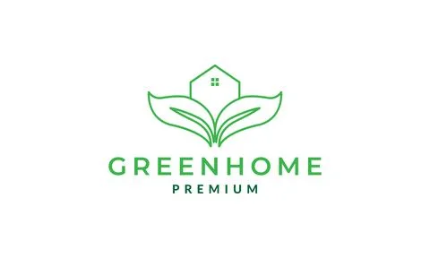 Lines green leaf with home logo symbol vector icon illustration graphic desig Ilustración de archivo