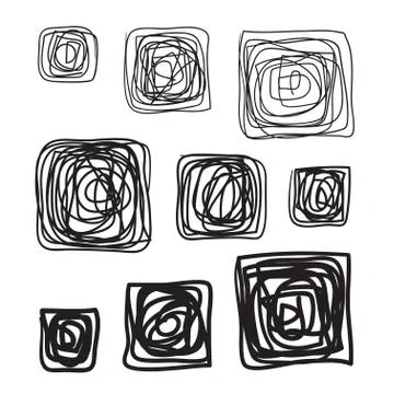 Lines hand drawn frame vector set illustration Stock Illustration