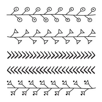 Lines hand drawn frame vector set illustration Stock Illustration