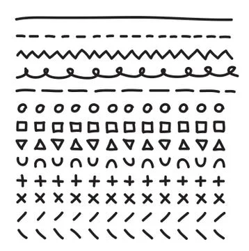 Lines hand drawn frame vector set illustration Stock Illustration