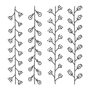 Lines hand drawn frame vector set illustration Stock Illustration