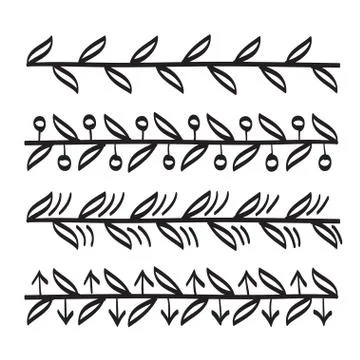 Lines hand drawn frame vector set illustration Stock Illustration