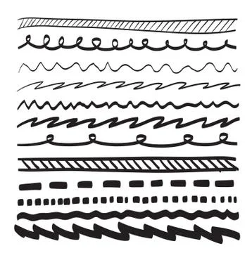 Lines hand drawn frame vector set illustration Stock Illustration