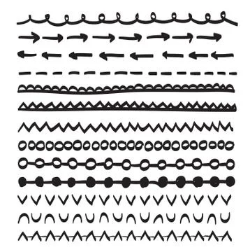 Lines hand drawn frame vector set illustration Stock Illustration