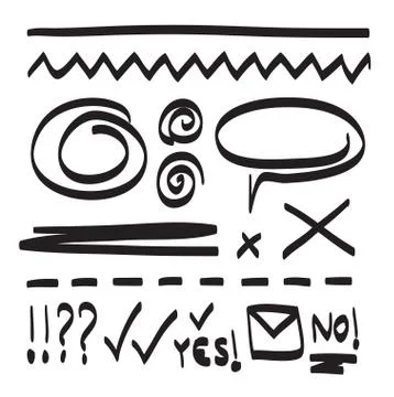 Lines hand drawn frame vector set illustration Illustrazione stock