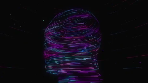 Lines Head spinning around in 3d Stock Footage 234109453